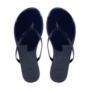 Solei Sea Indie Flip Flops - Navy Patent